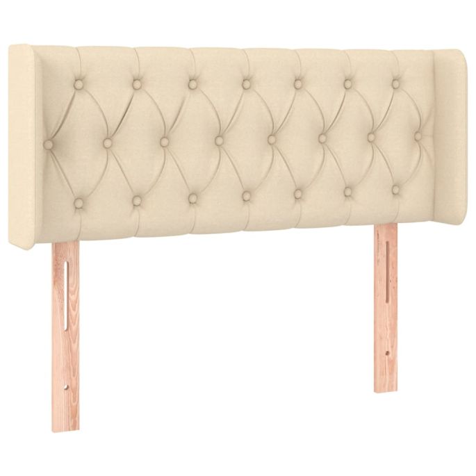 Hoofdbord met randen 93x16x78/88 cm stof crèmekleurig