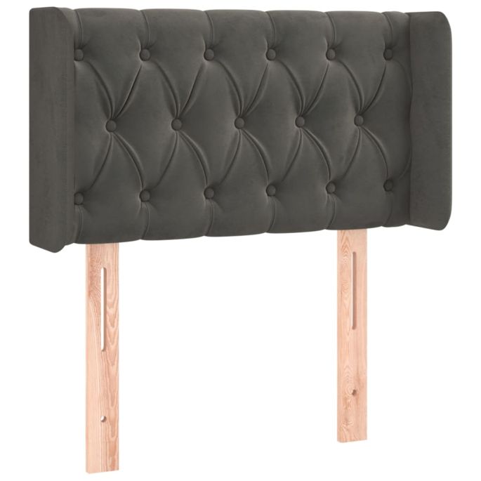 Hoofdbord met randen 83x16x78/88 cm fluweel donkergrijs