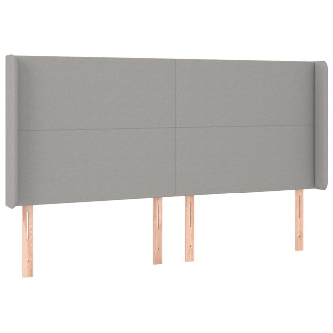 Hoofdbord met randen 203x16x118/128 cm stof lichtgrijs