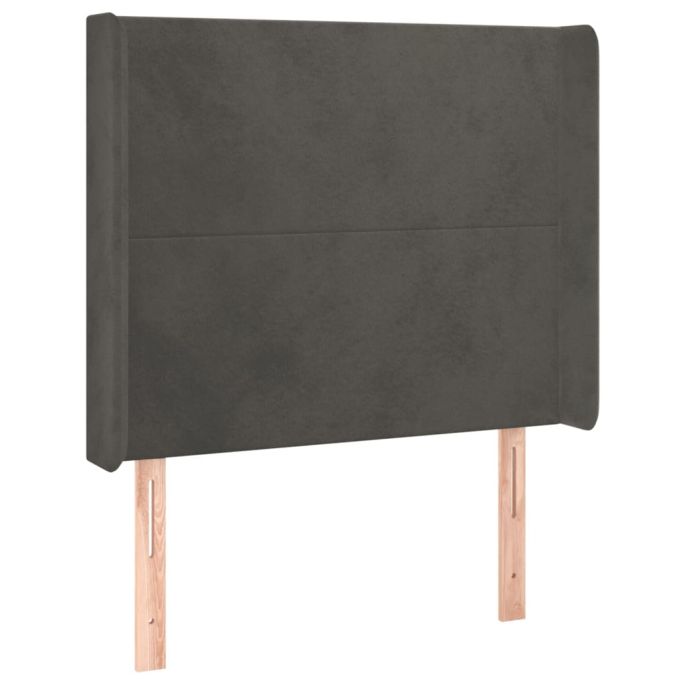 Hoofdbord met randen 103x16x118/128 cm fluweel donkergrijs