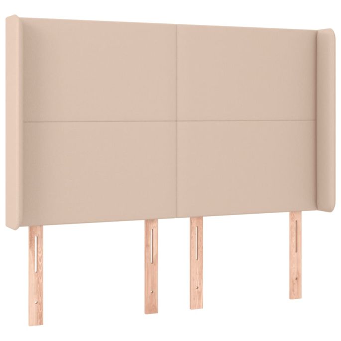 Hoofdbord met randen 147x16x118/128cm kunstleer cappuccinokleur