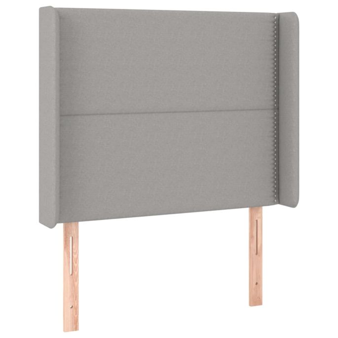 Hoofdbord met randen 103x16x118/128 cm stof lichtgrijs