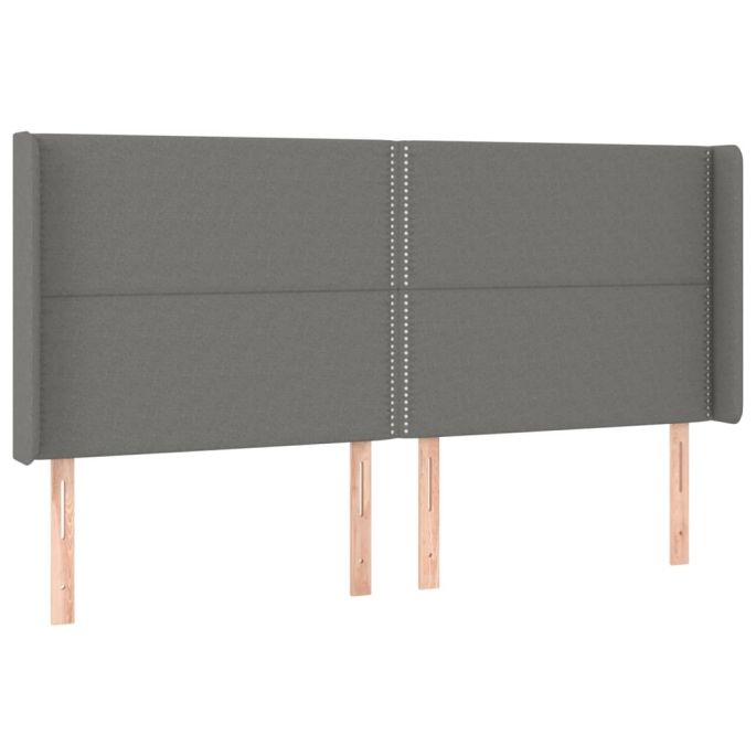 Hoofdbord met randen 163x16x118/128 cm stof donkergrijs