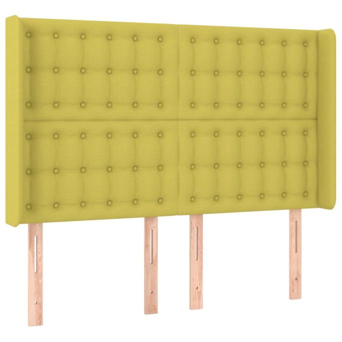 Hoofdbord met randen 147x16x118/128 cm stof groen