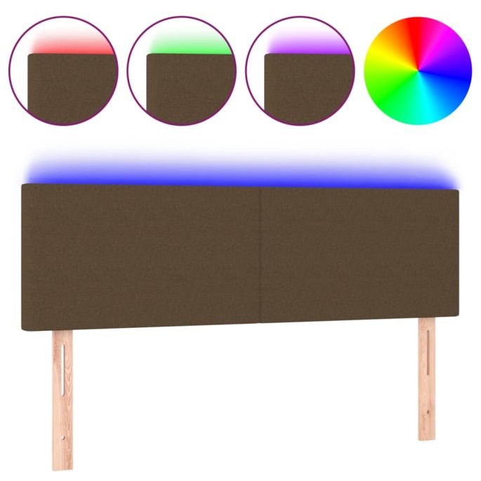 Hoofdbord LED 144x5x78/88 cm stof donkerbruin