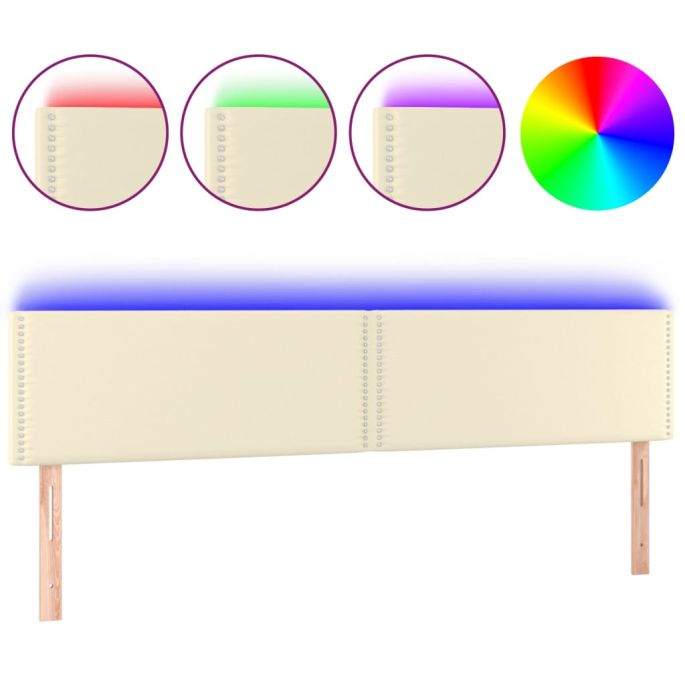 Hoofdbord LED 160x5x78/88 cm kunstleer crèmekleurig