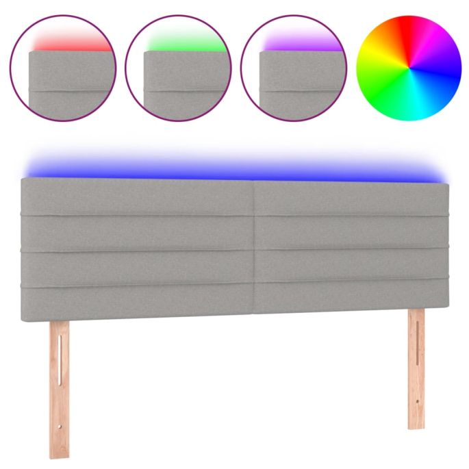 Hoofdbord LED 144x5x78/88 cm stof lichtgrijs