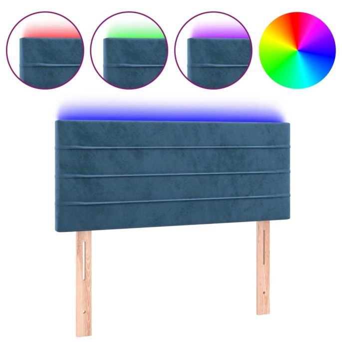 Hoofdbord LED 80x5x78/88 cm fluweel donkerblauw