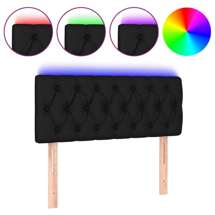 Hoofdbord LED 90x7x78/88 cm stof zwart