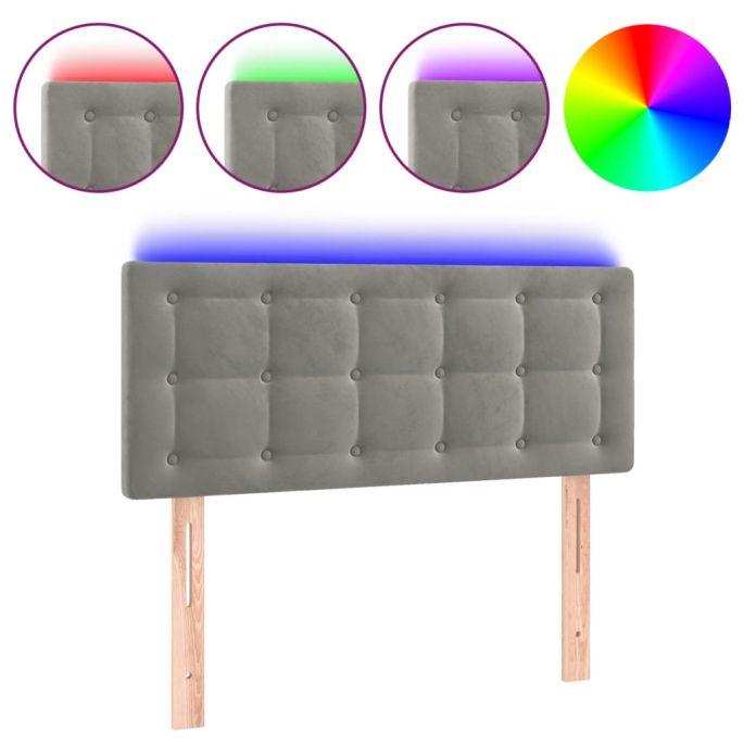 Hoofdbord LED 80x5x78/88 cm fluweel lichtgrijs