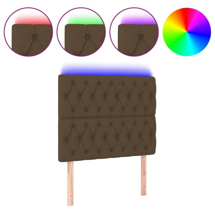 Hoofdbord LED 100x7x118/128 cm stof donkerbruin