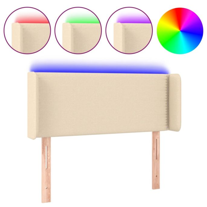 Hoofdbord LED 103x16x78/88 cm stof crèmekleurig