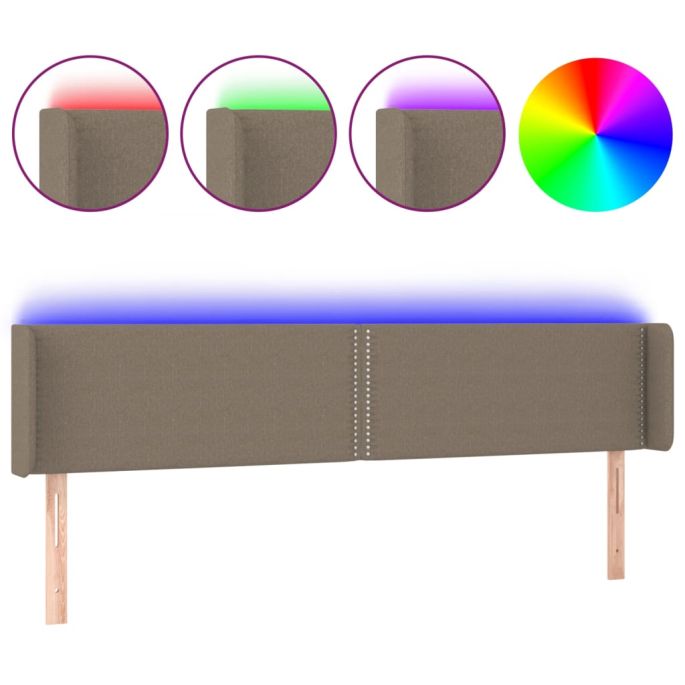 Hoofdbord LED 183x16x78/88 cm stof taupe