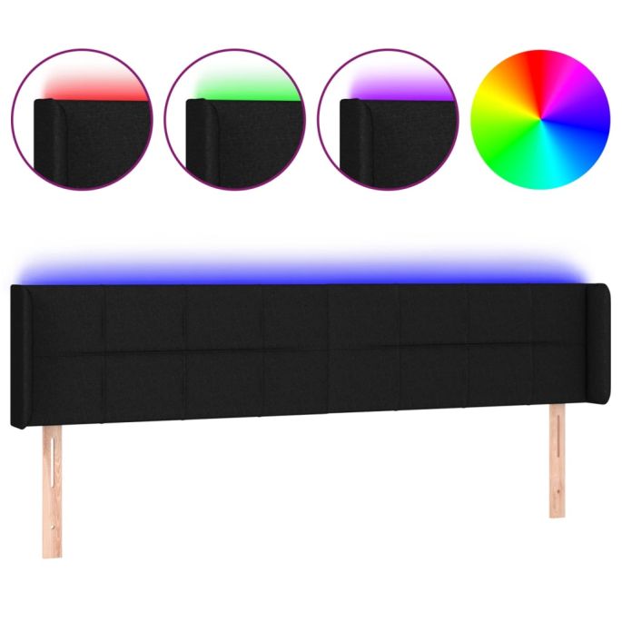 Hoofdbord LED 163x16x78/88 cm stof zwart