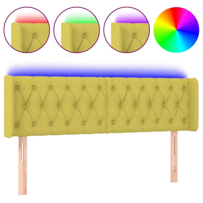 Hoofdbord LED 147x16x78/88 cm stof groen