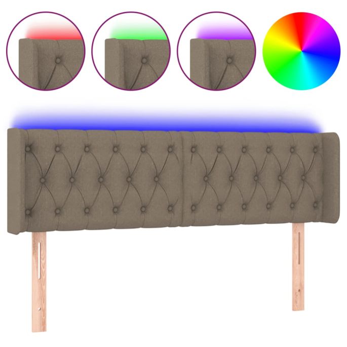 Hoofdbord LED 163x16x78/88 cm stof taupe