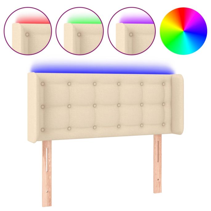 Hoofdbord LED 103x16x78/88 cm stof crèmekleurig