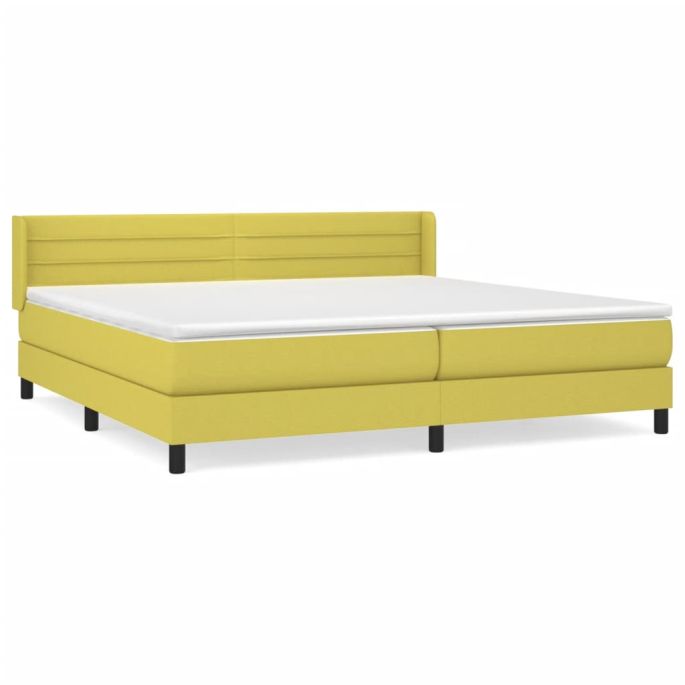 Boxspring met matras stof groen 200x200 cm