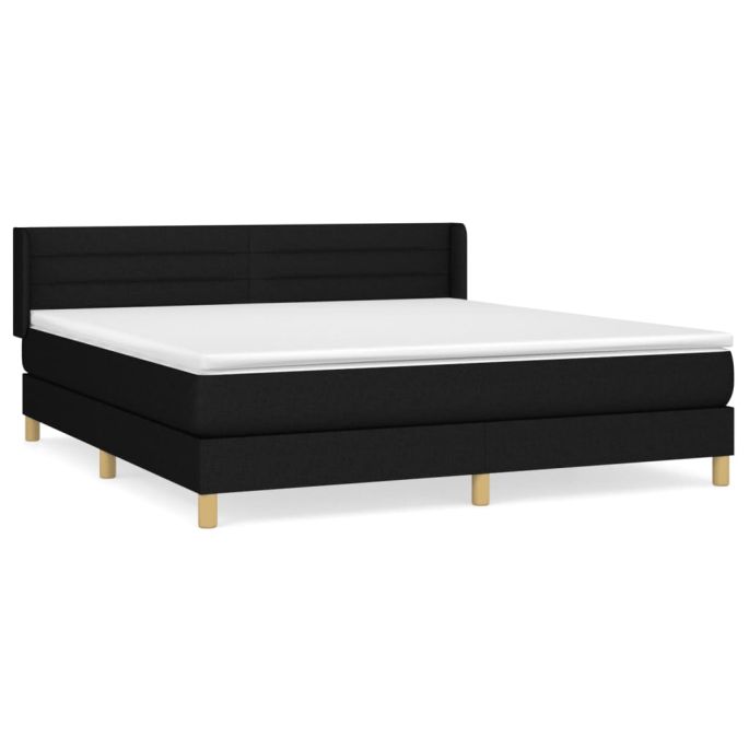 Boxspring met matras stof zwart 160x200 cm