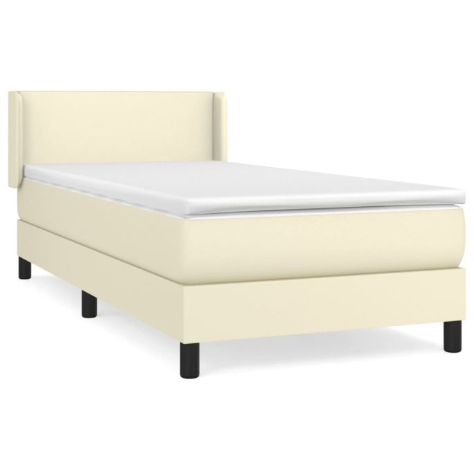 Boxspring met matras kunstleer crèmekleurig 100x200 cm