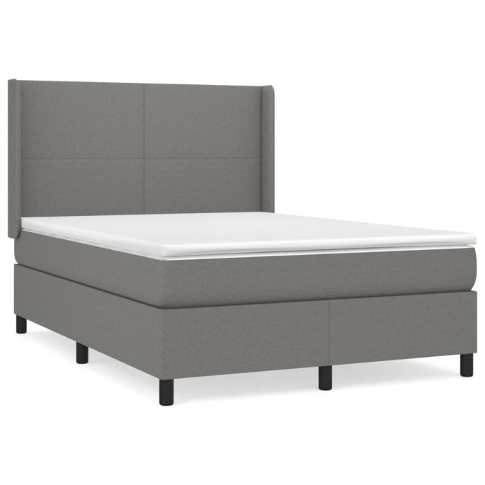 Boxspring met matras stof donkergrijs 140x200 cm