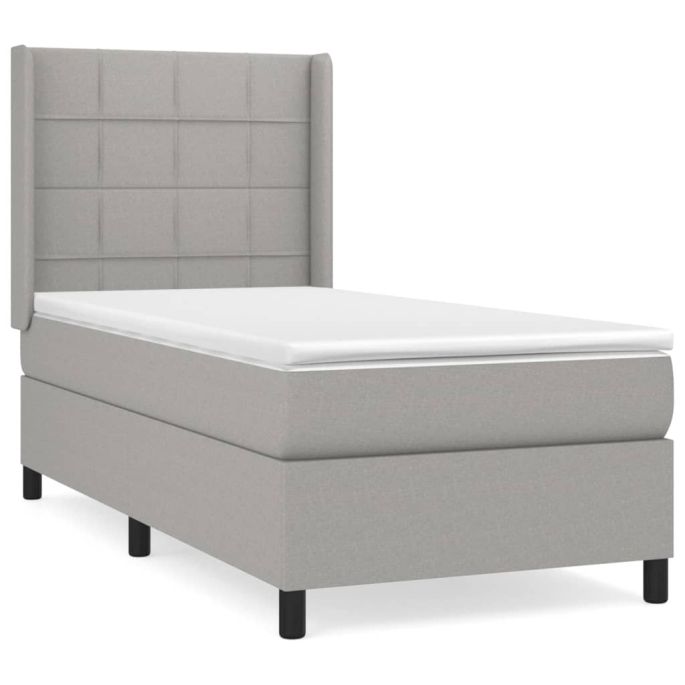 Boxspring met matras stof lichtgrijs 100x200 cm