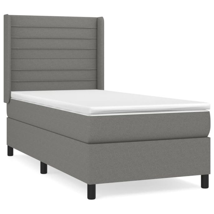 Boxspring met matras stof donkergrijs 90x200 cm