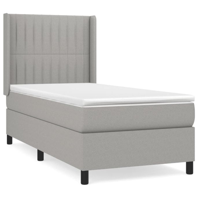 Boxspring met matras stof lichtgrijs 90x190 cm