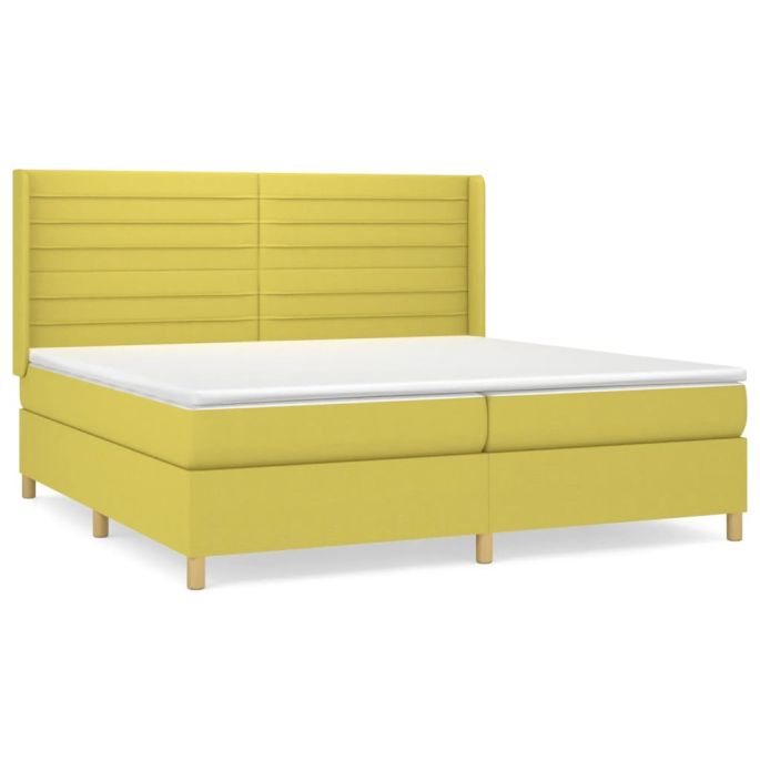 Boxspring met matras stof groen 200x200 cm