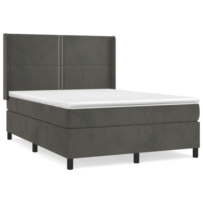 Boxspring met matras fluweel donkergrijs 140x190 cm