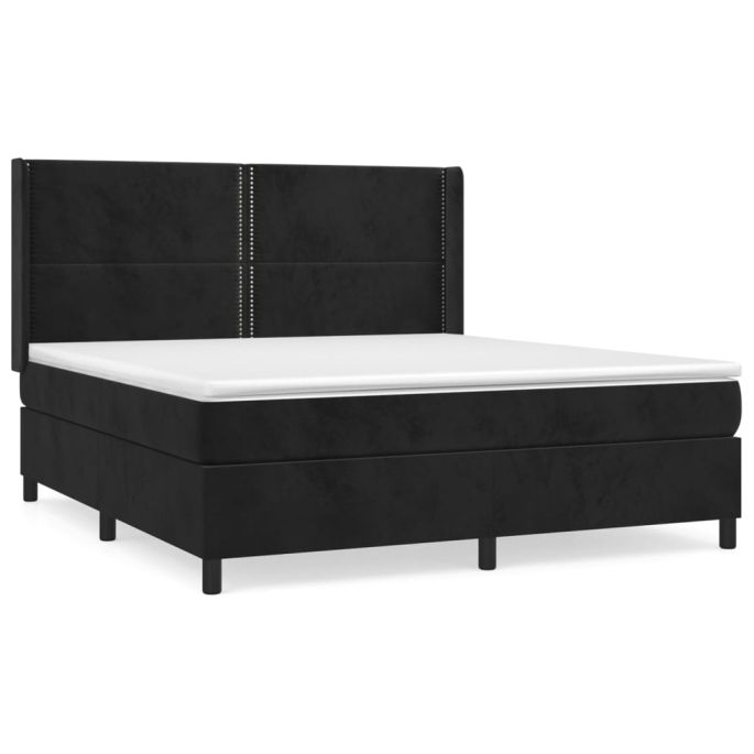 Boxspring met matras fluweel zwart 180x200 cm