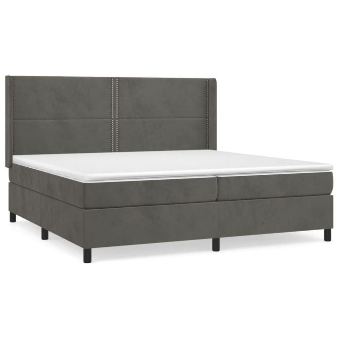 Boxspring met matras fluweel donkergrijs 200x200 cm