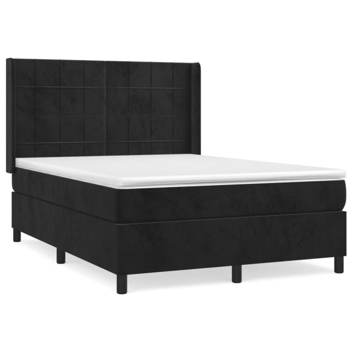 Boxspring met matras fluweel zwart 140x190 cm