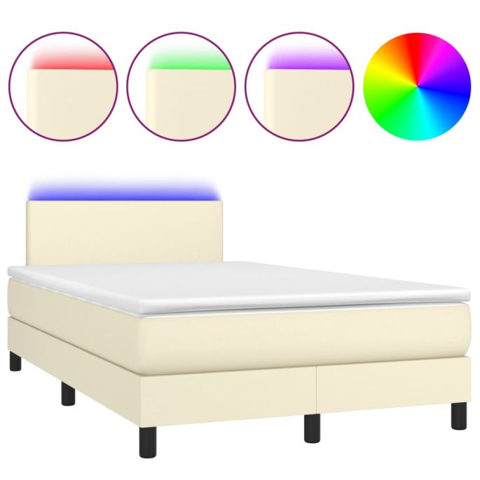 Boxspring met matras en LED kunstleer crèmekleurig 120x200 cm