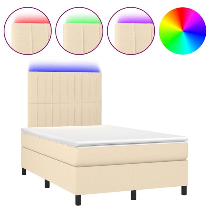 Boxspring met matras en LED stof crèmekleurig 120x200 cm