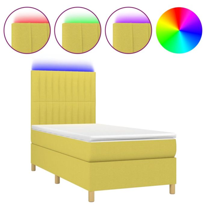 Boxspring met matras en LED stof groen 80x200 cm