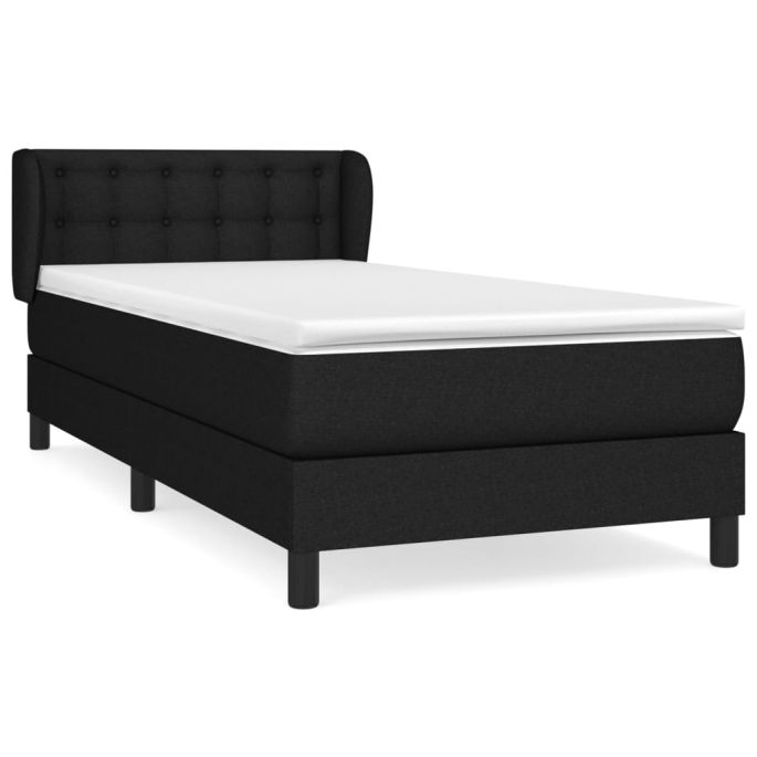 Boxspring met matras stof zwart 100x200 cm