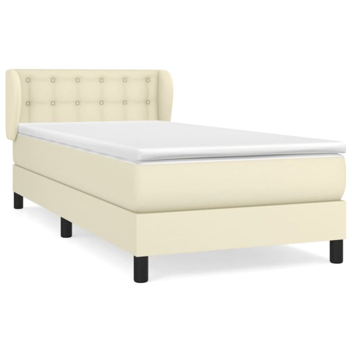 Boxspring met matras kunstleer crèmekleurig 100x200 cm