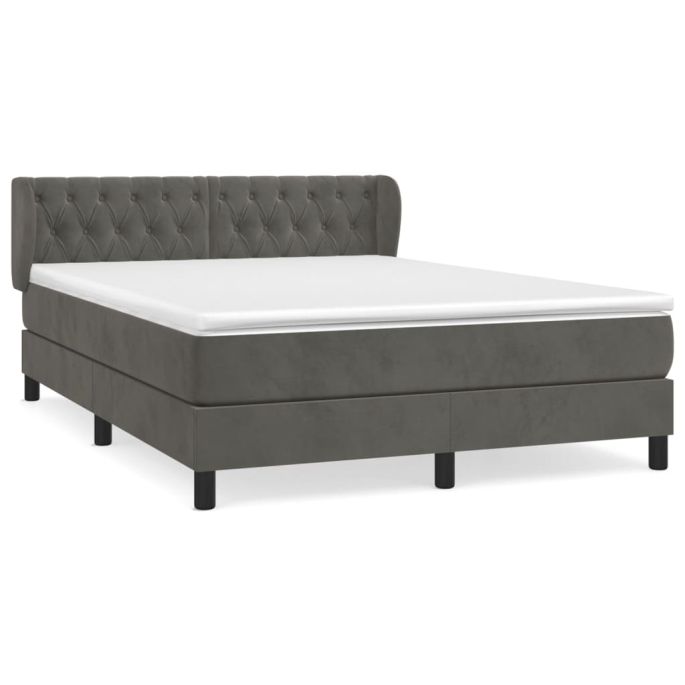 Boxspring met matras fluweel donkergrijs 140x200 cm