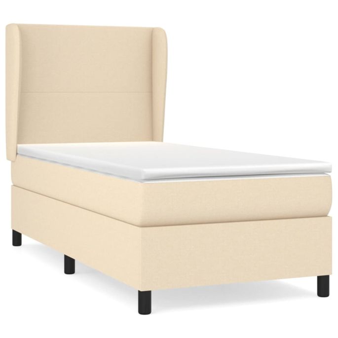 Boxspring met matras stof crèmekleurig 100x200 cm