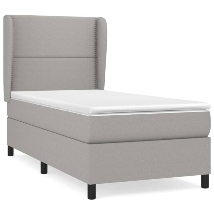 Boxspring met matras stof lichtgrijs 80x200 cm