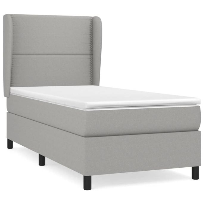 Boxspring met matras stof lichtgrijs 100x200 cm