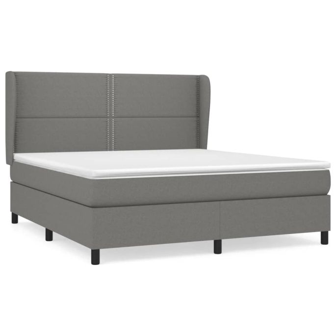 Boxspring met matras stof donkergrijs 160x200 cm
