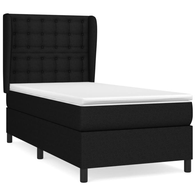 Boxspring met matras stof zwart 100x200 cm