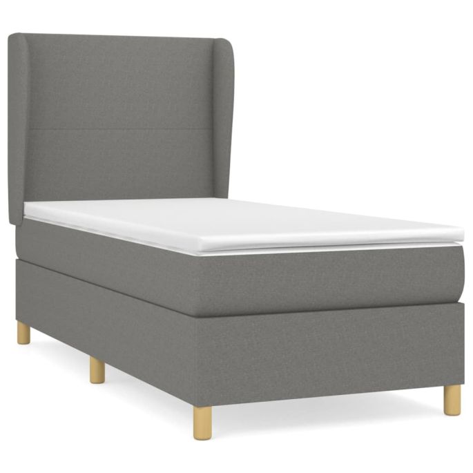 Boxspring met matras stof donkergrijs 80x200 cm