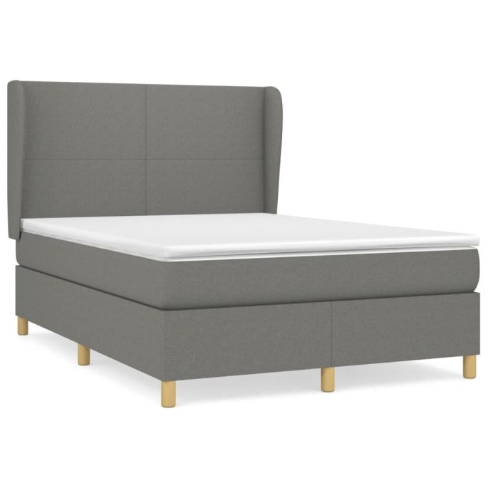Boxspring met matras stof donkergrijs 140x200 cm