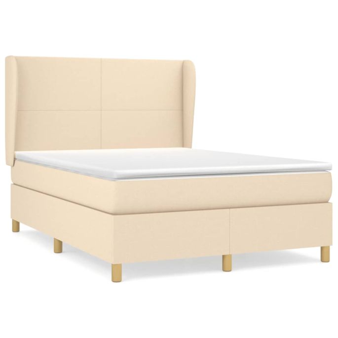 Boxspring met matras stof crèmekleurig 140x200 cm
