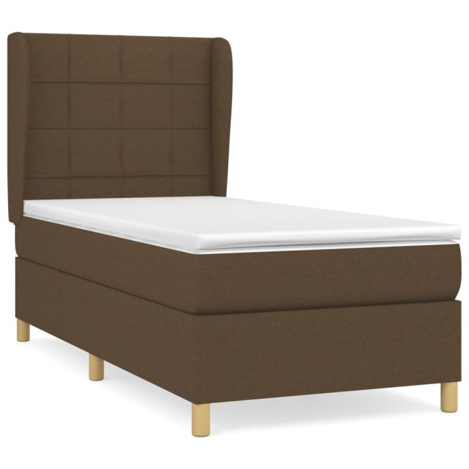 Boxspring met matras stof donkerbruin 100x200 cm