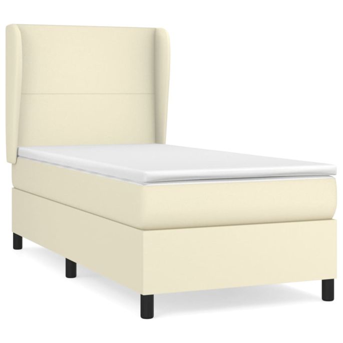 Boxspring met matras kunstleer crèmekleurig 100x200 cm