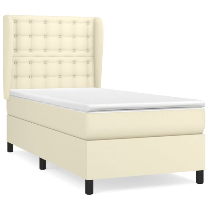 Boxspring met matras kunstleer crèmekleurig 90x200 cm